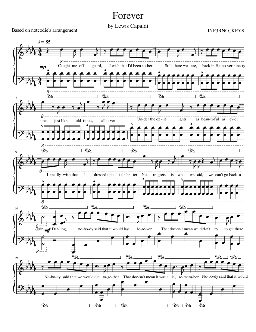 Forever by Lewis Capaldi (Full Length) Sheet music for Piano (Solo ...