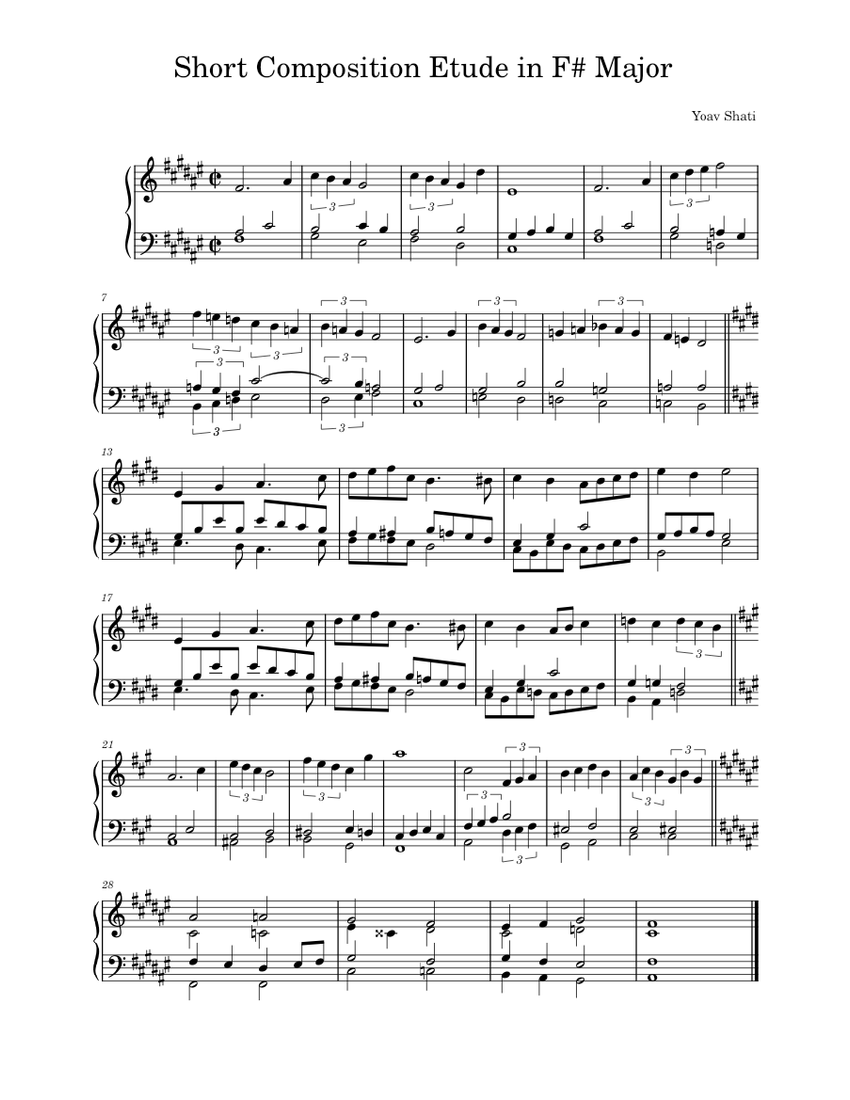 Short Composition Etude in F# Major Sheet music for Piano (Solo) Easy ...
