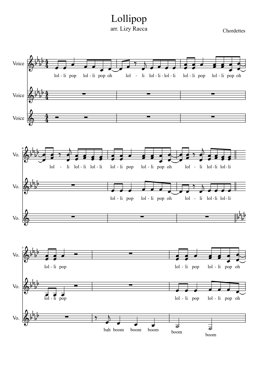 Lollipop Sheet music for Voice (other) (Choral) | Musescore.com