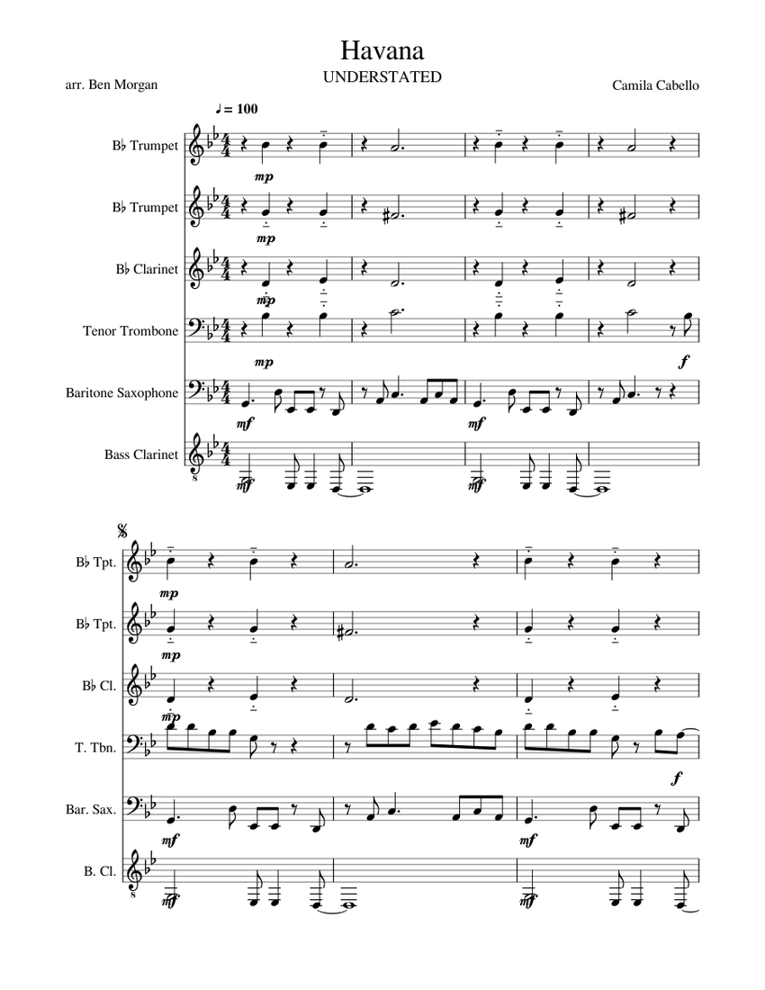 Havana Sheet music for Clarinet other, Trumpet other (Mixed Trio ...