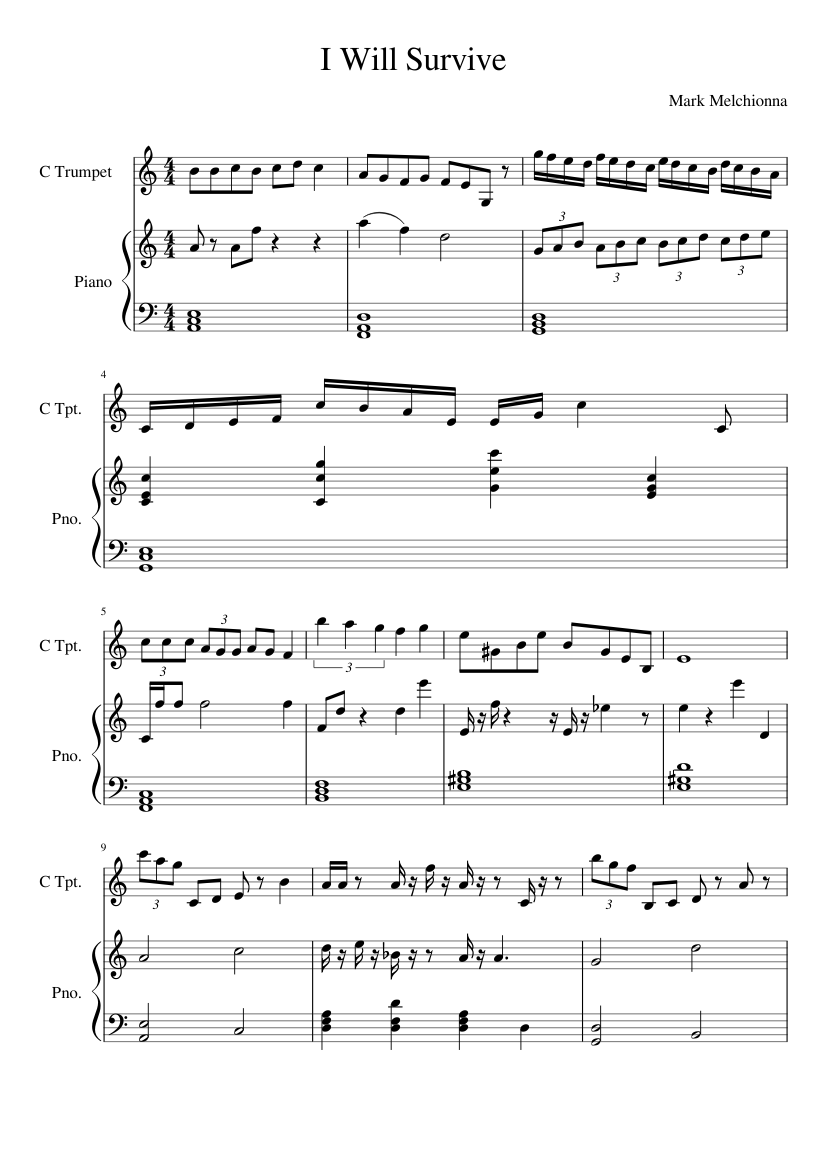 I Will Survive Sheet music for Piano, Trumpet in c (Mixed Trio) |  Musescore.com