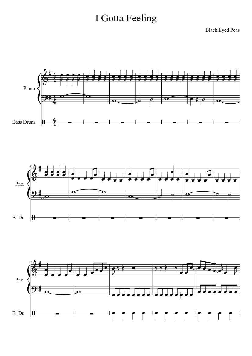I Gotta Feeling Sheet music for Piano (Solo) | Musescore.com