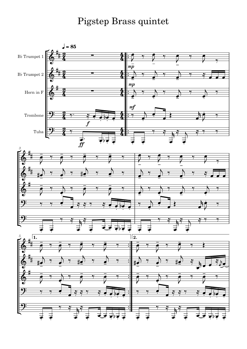 Pigstep_Brass_quintet Sheet music for Trombone, Tuba, Trumpet in bflat