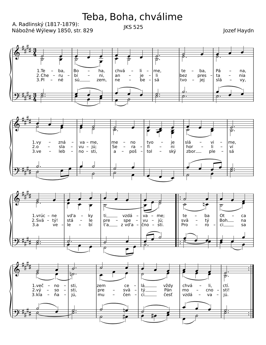 Teba, Boha, chválime Sheet Music for Synthesizer (Mixed Duet ...