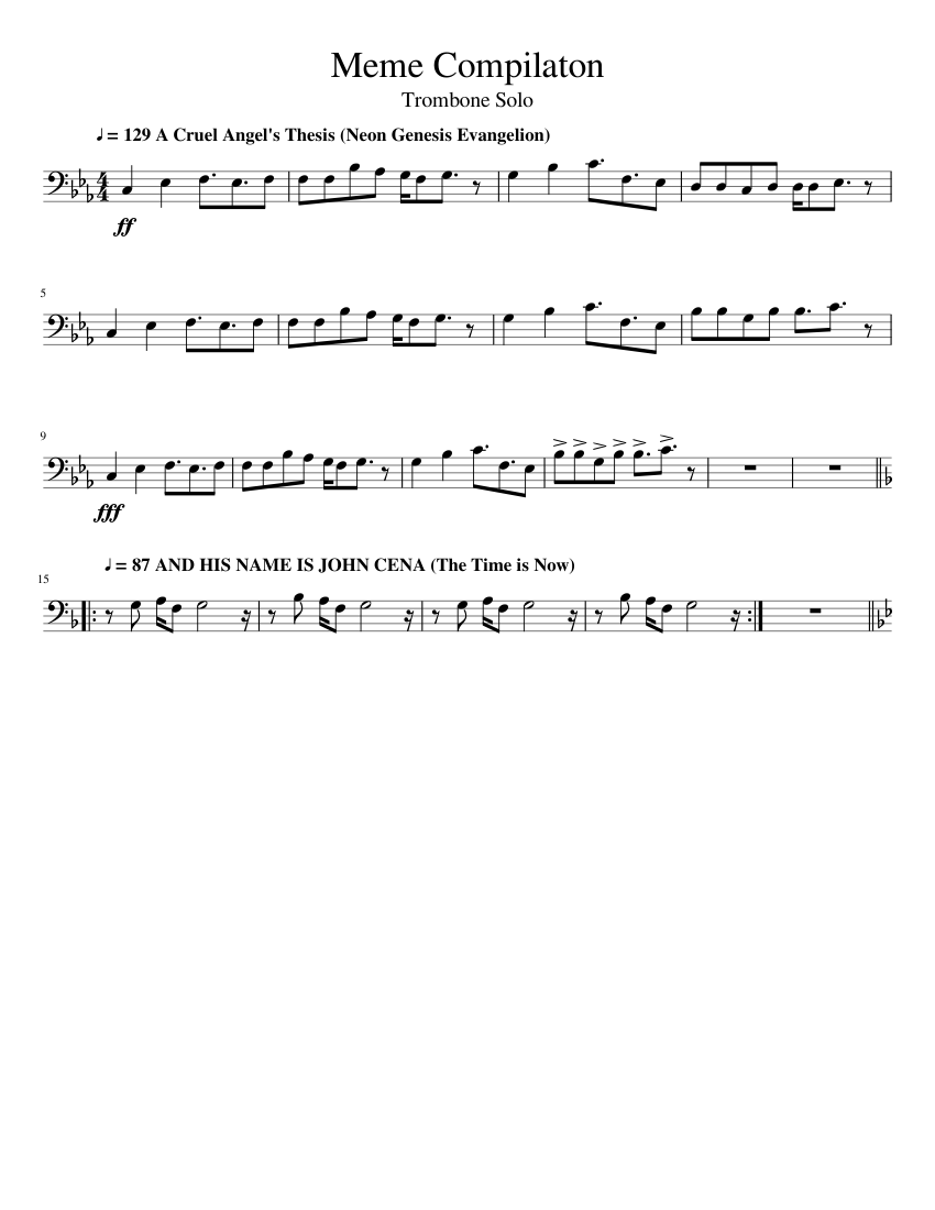 Meme Compilation Trombone Sheet music for Trombone (Solo)