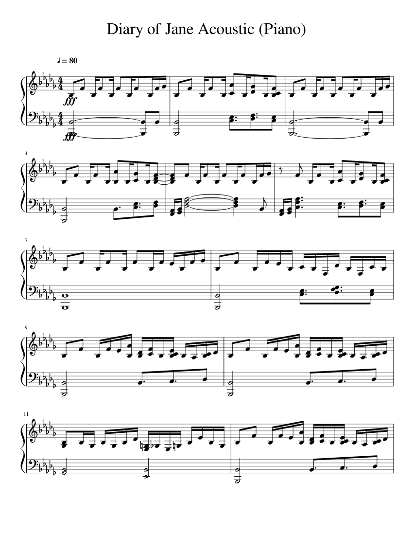 Diary of Jane Acoustic (Piano) Sheet music for Piano (Solo) | Musescore.com