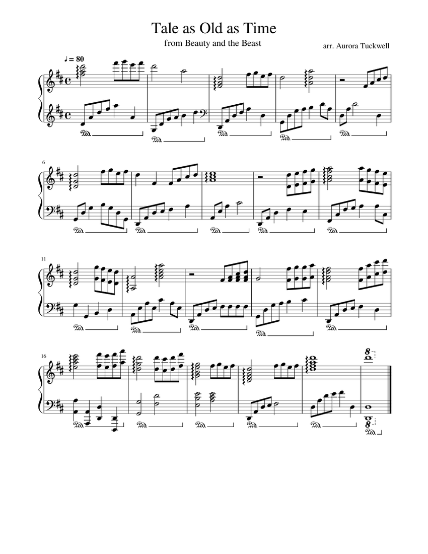 Tale as Old as Time Sheet music for Piano (Solo) | Download and print