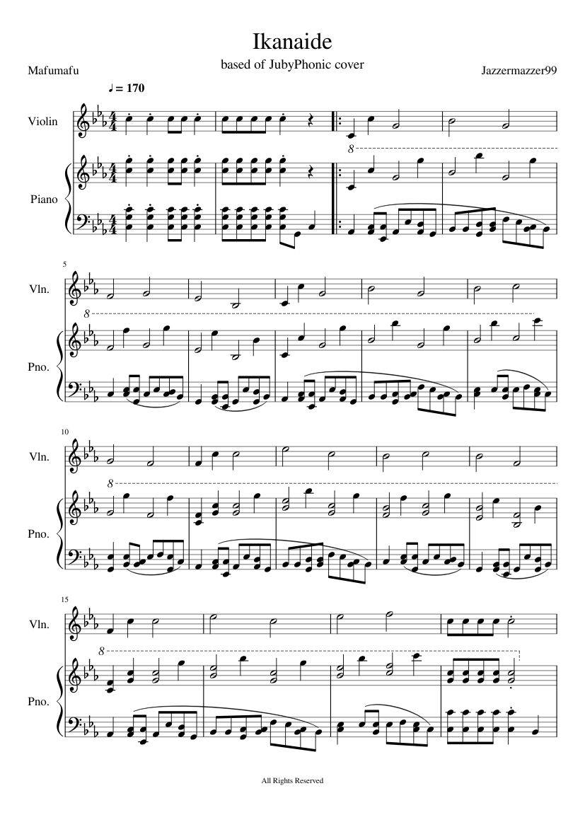 Ikanaide Violin (Piano accompaniment) Sheet music for Piano, Violin (Solo)  | Musescore.com