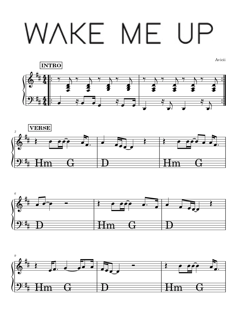 Wake Me Up – Avicii Sheet music for Piano (Solo) Easy | Musescore.com