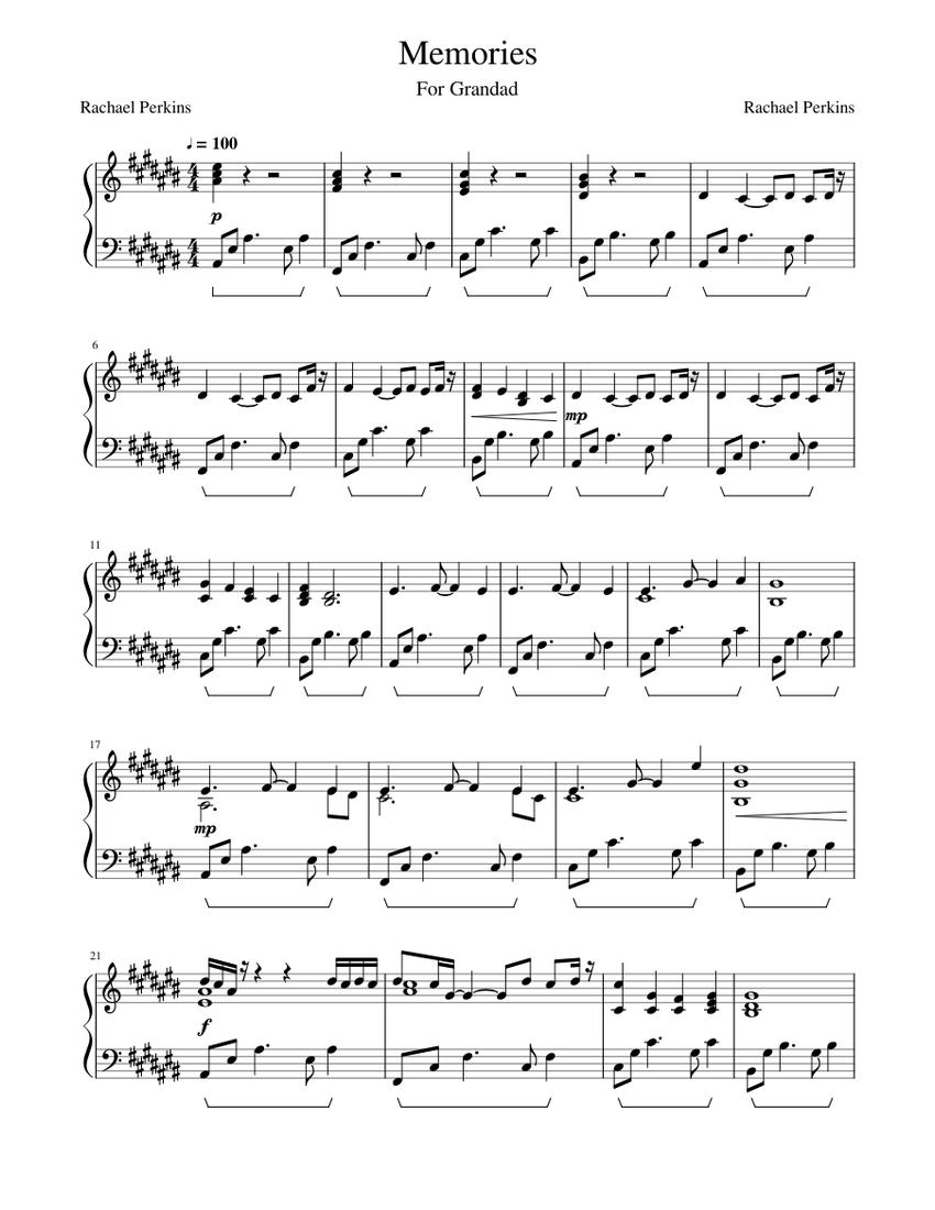 Memories - Piano Solo Sheet music for Piano (Solo) | Musescore.com