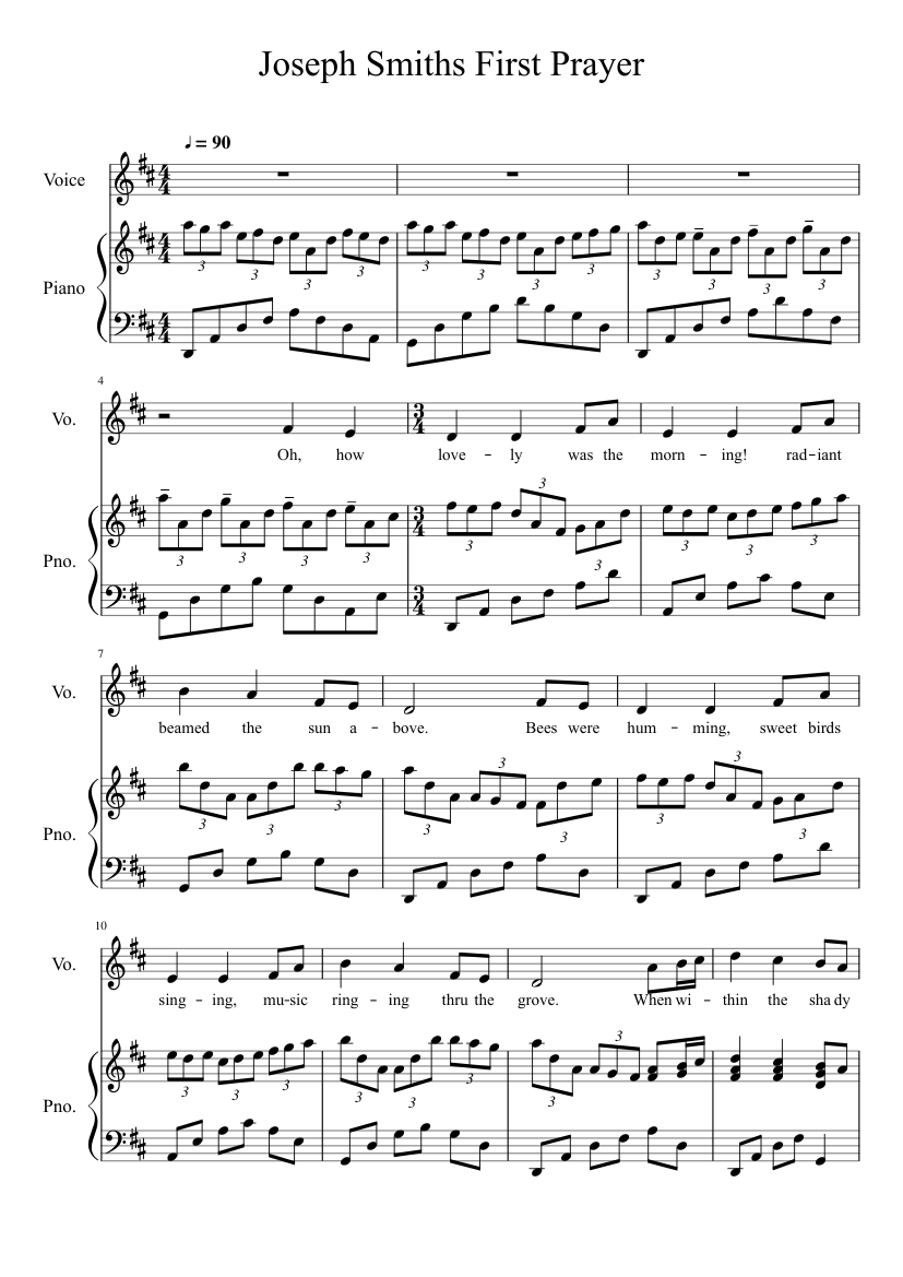 Joseph Smiths First Prayer Sheet Music For Piano Voice Other Piano Voice Download And Print In Pdf Or Midi Free Sheet Music With Lyrics Musescore Com