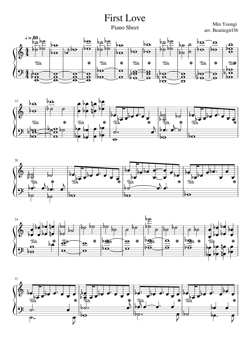 First Love (BTS) for Solo Piano Sheet music for Piano (Solo) | Musescore.com