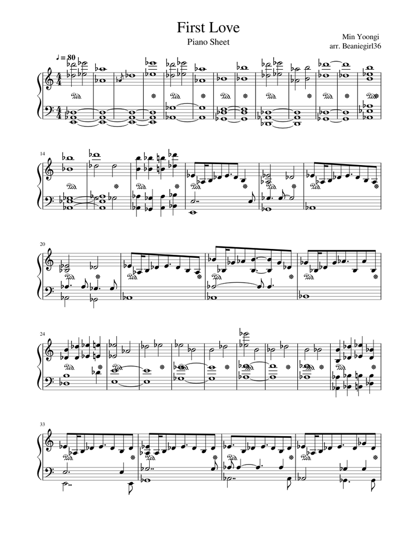 First Love Bts For Solo Piano Sheet Music For Piano Solo Musescore Com For lockscreen use only 💛 please note: first love bts for solo piano sheet