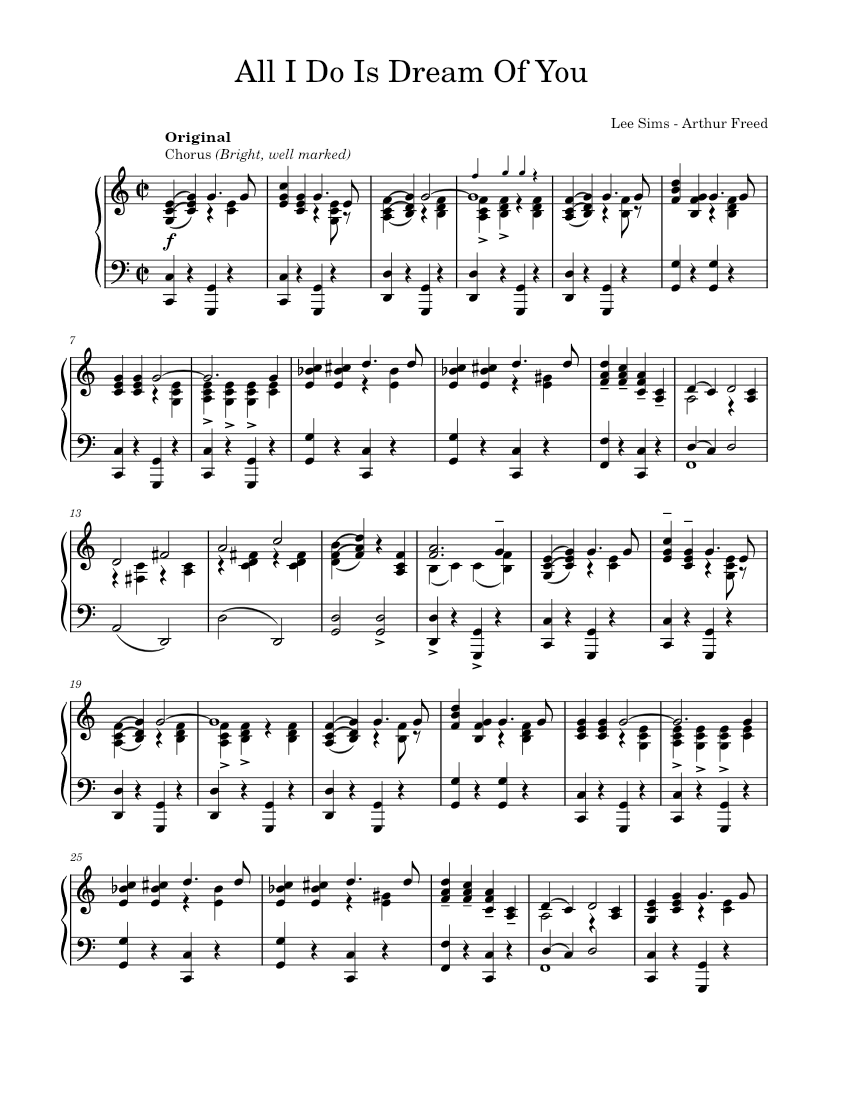 All I Do Is Dream Of You Lee Sims Sheet Music For Piano Solo All i do is dream of you lee sims sheet music for piano solo