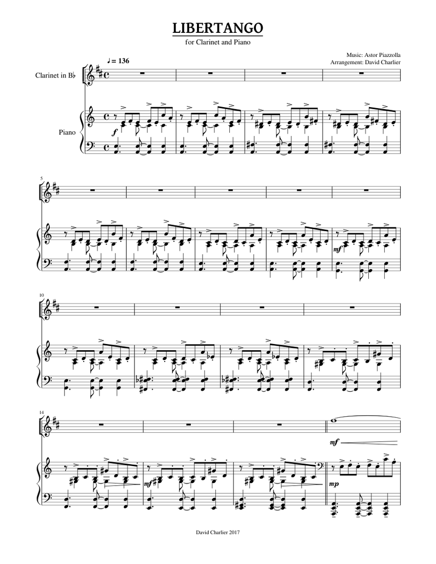 Download and print in PDF or MIDI free sheet music for Libertango by Astor ...