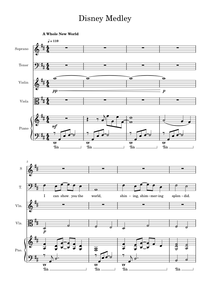 DISNEY MEDLEY Sheet music for Piano, Soprano, Tenor, Violin & more ...