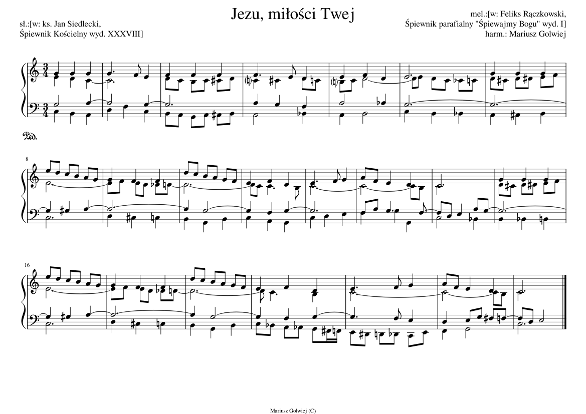 Jezu Milosci Twej Sheet Music For Organ Solo Musescore Com