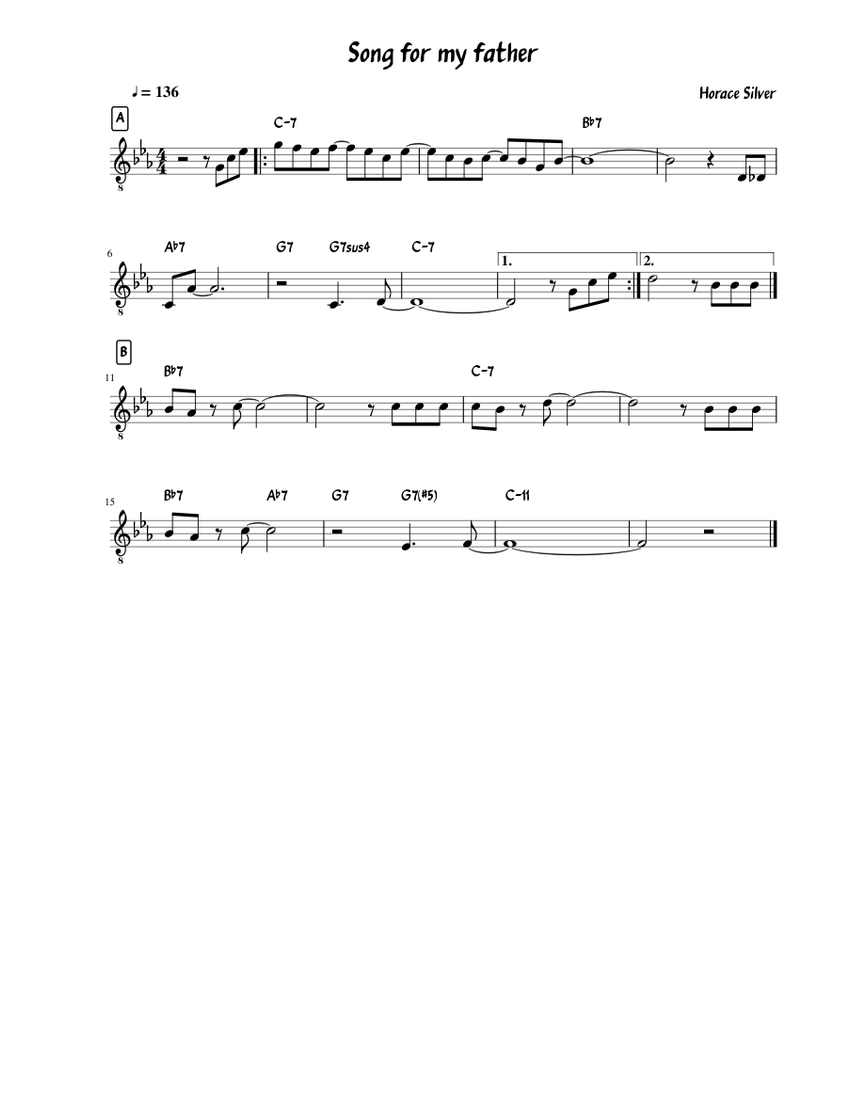 Song For My Father Sheet Music For Guitar Solo Musescore