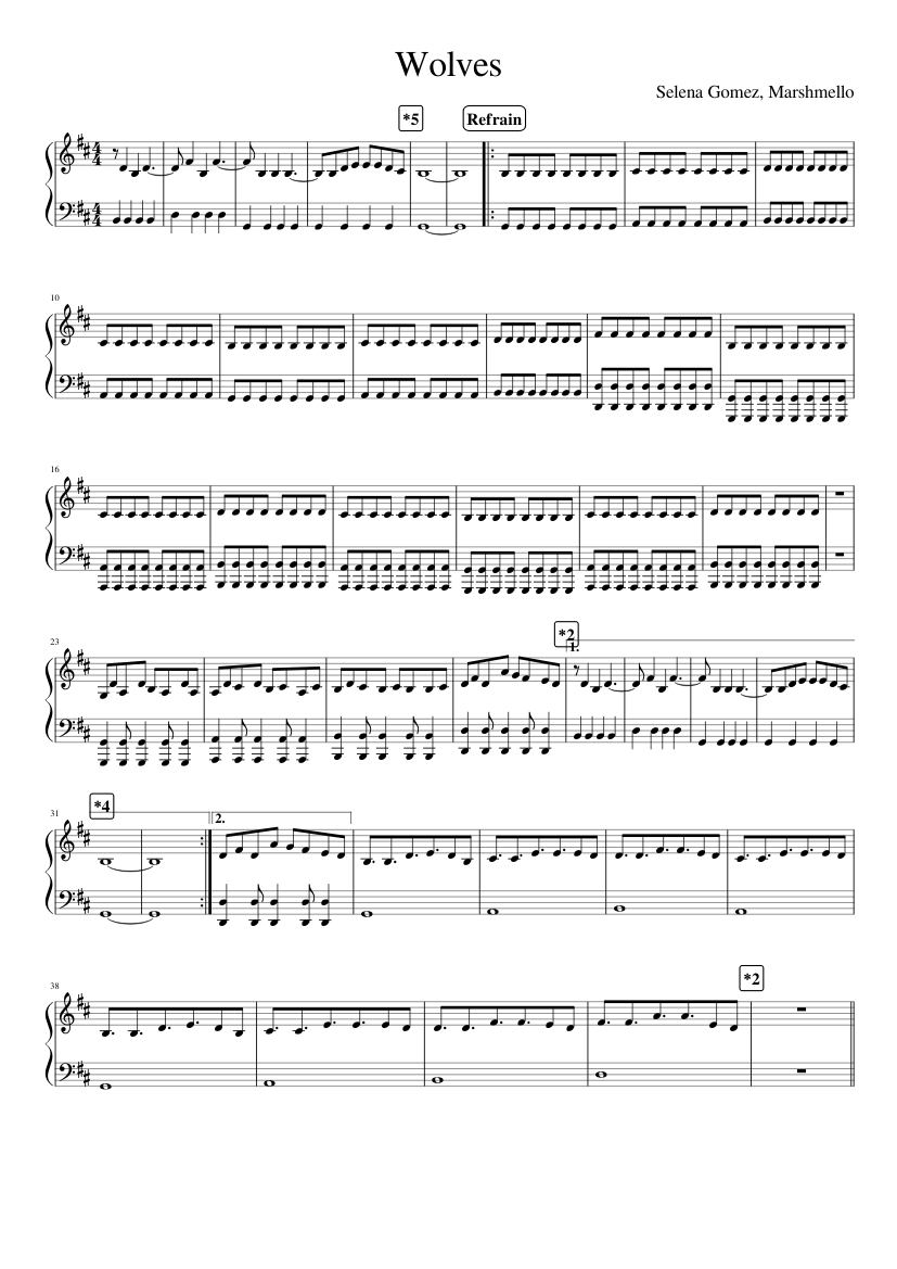Wolves Accompagnement piano Sheet Music for Piano (Solo) easy ...