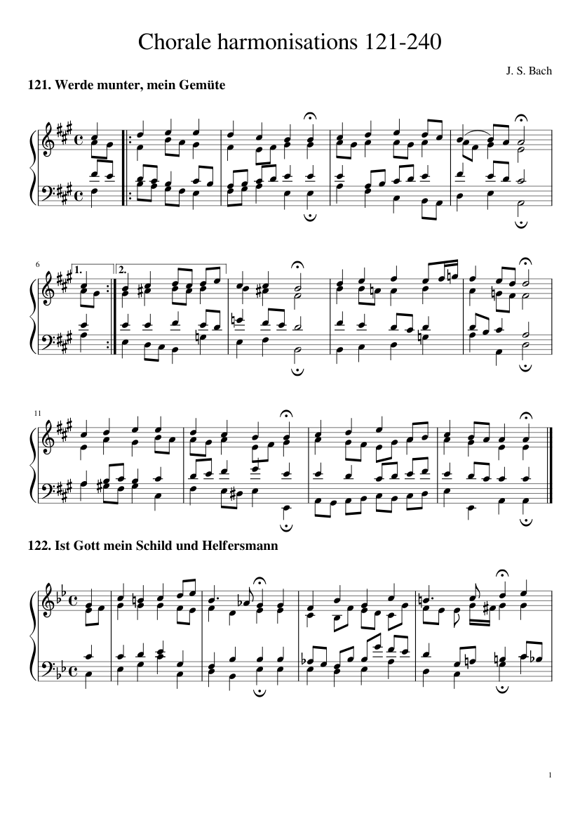 Bach's chorale harmonisations 121-240 (Breitkopf numbering, no text) Sheet  music for Piano (Solo) | Musescore.com