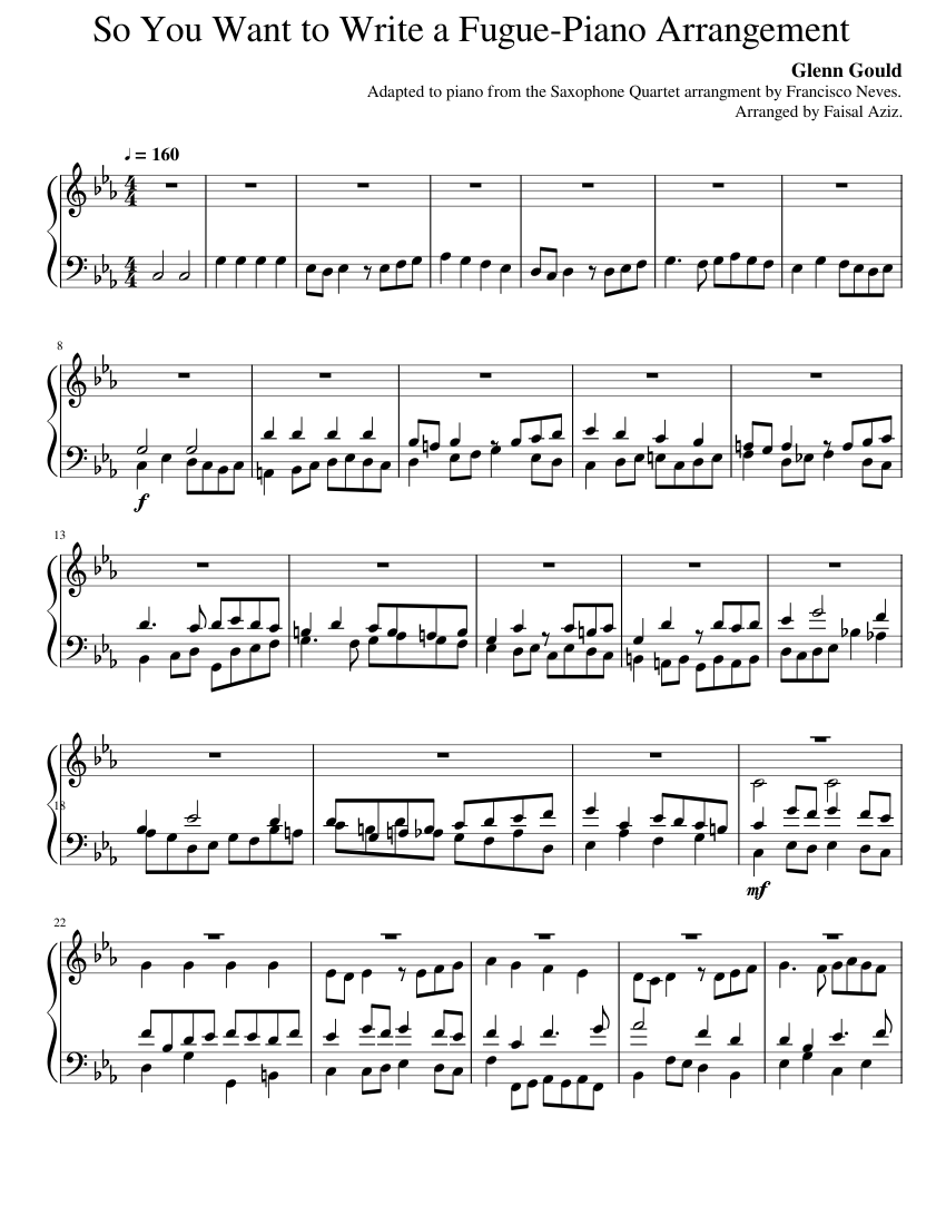 So You Want to Write a Fugue?-Piano Arrangement Sheet music for