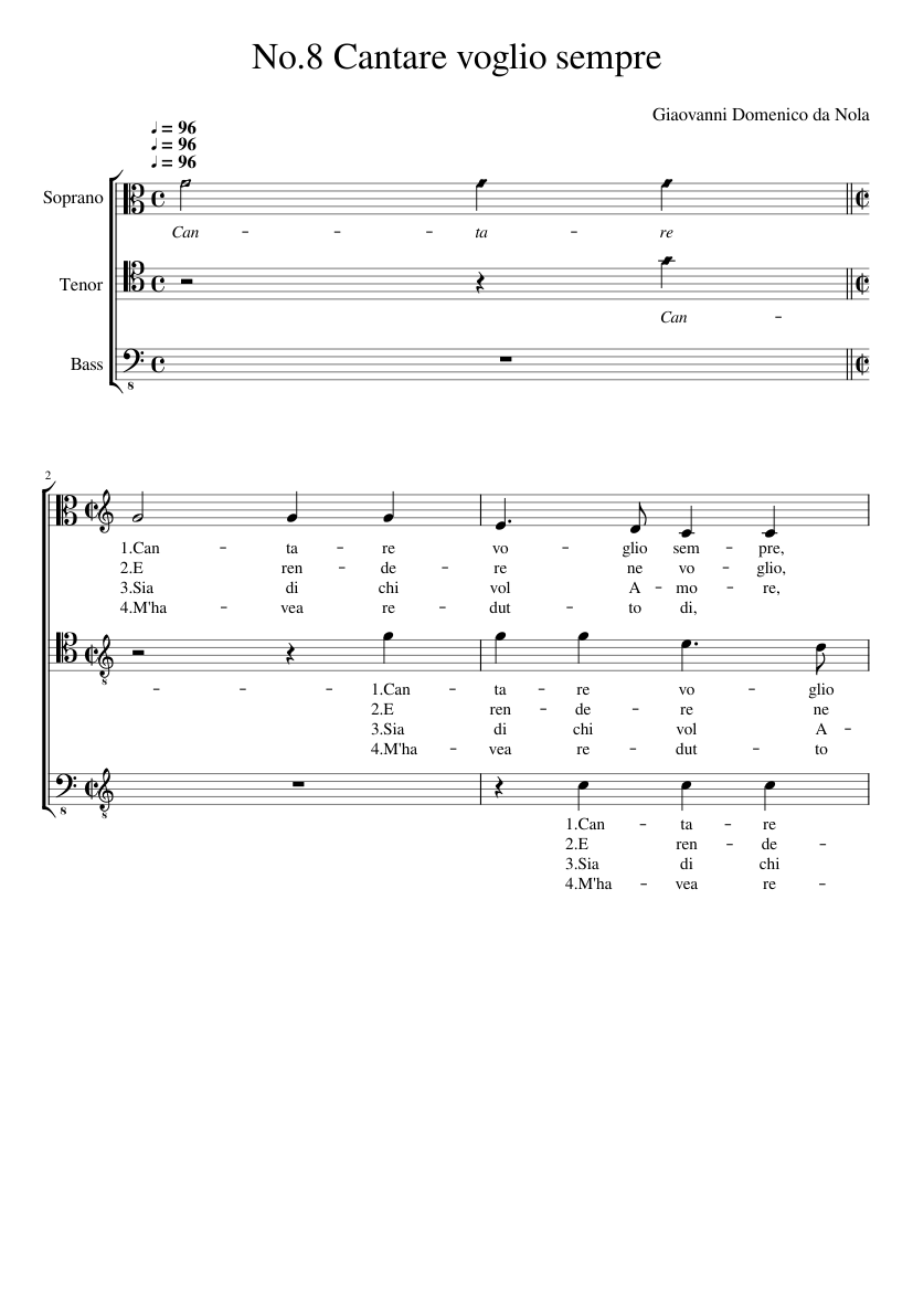 Cantare voglio sempre