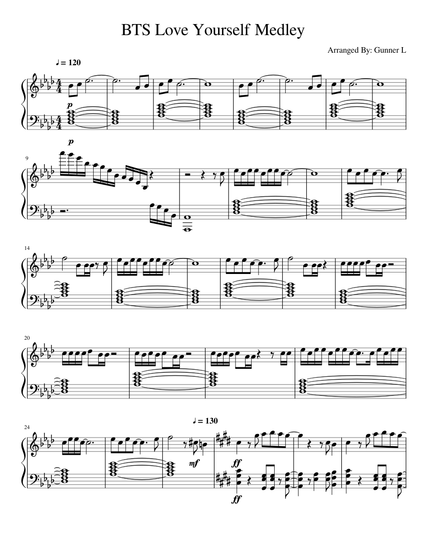 BTS Love Yourself Medley Sheet music for Piano (Solo) | Musescore.com