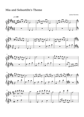 Free Mia And Sebastian's Theme by Justin Hurwitz sheet music | Download PDF  or print on Musescore.com