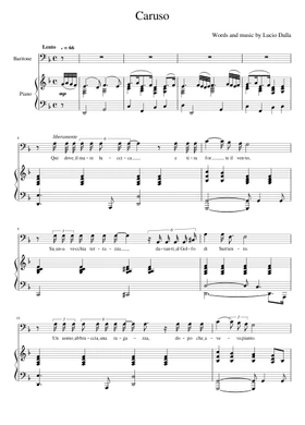 caruso by Lucio Dalla free sheet music | Download PDF or print on  Musescore.com