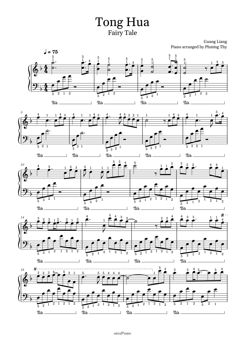 Tong hua Guang Liang Tong Hua Sheet music for Piano (Solo) Easy