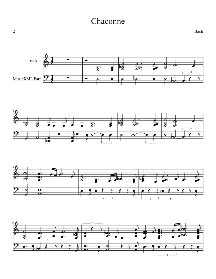 Chaconne BWV 1004 by Busoni-Bach Sheet music for Piano (Piano Duo) |  Musescore.com