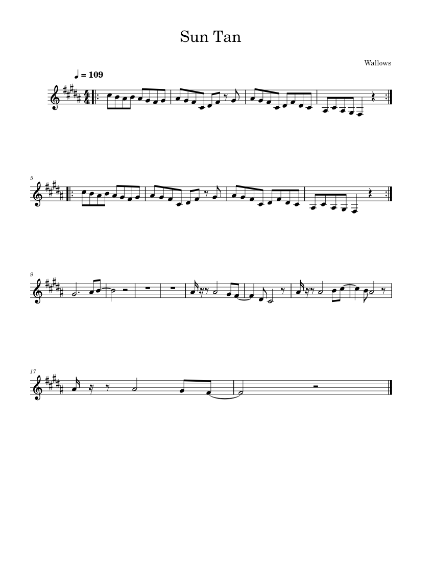 Sun Tan Wallows (Trumpet Solo) Sheet music for Trumpet in bflat