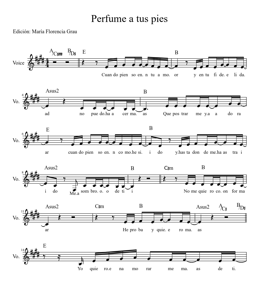 Perfume a tus pies Sheet music for Voice (other) (Solo) | Musescore.com