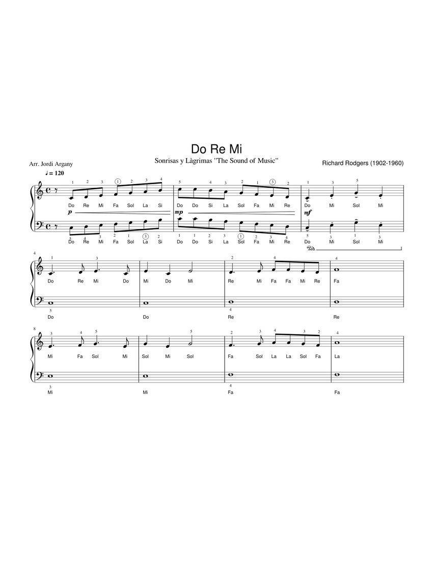 Do Re Mi - Melody Solfege - Chord - YWCM Sheet music for Piano