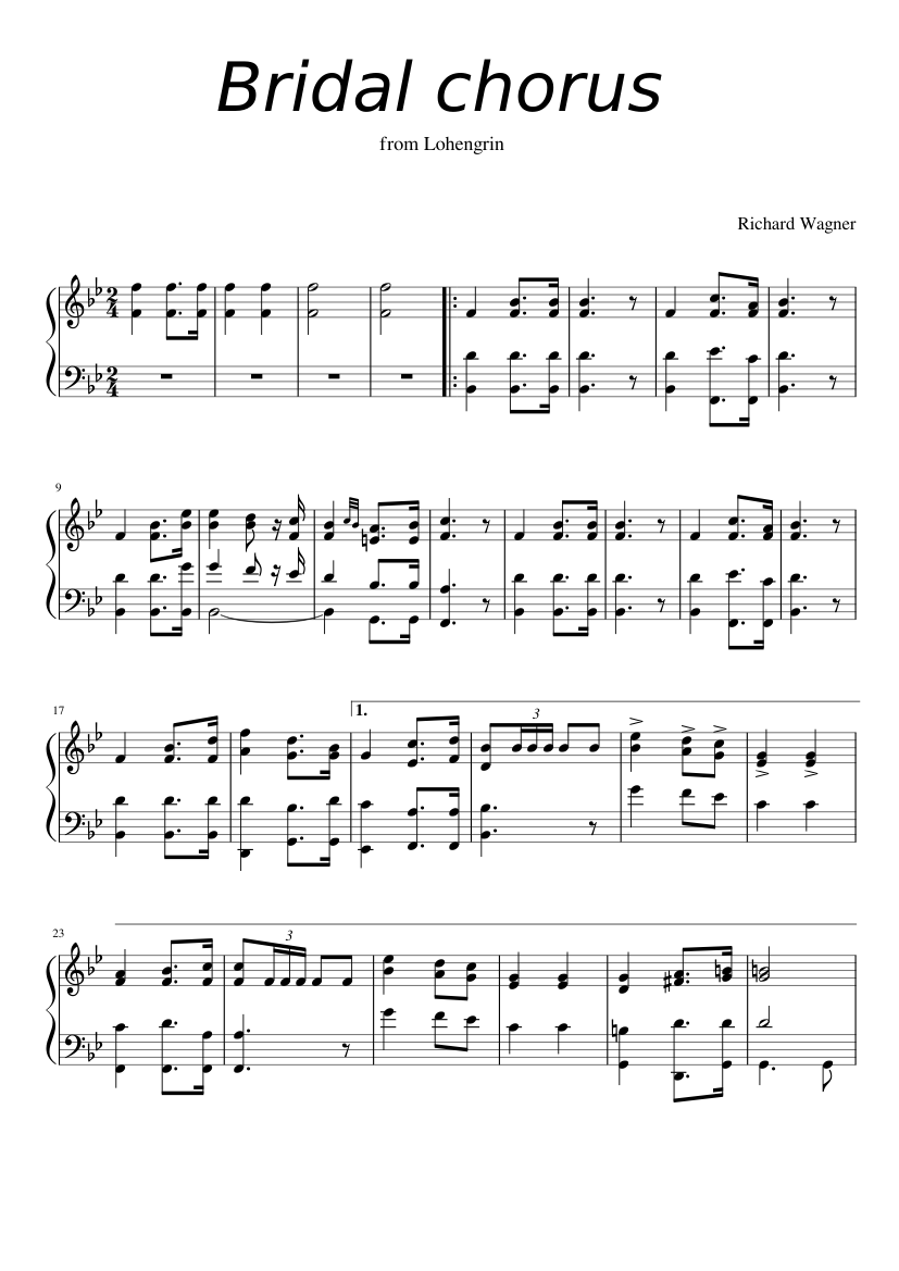 Richard Wagner: Wedding March (Bridal chorus) Sheet music for Piano (Solo)  | Musescore.com