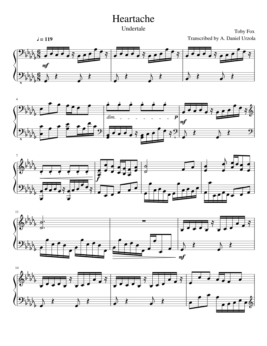 Undertale - Heartache [Piano] Sheet music for Piano (Solo) | Musescore.com