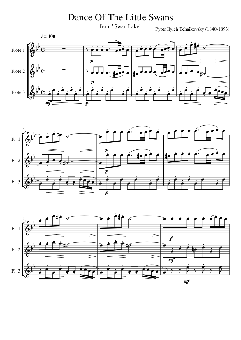 Dance Of The Little Swans Sheet music for Flute (Mixed Trio) | Musescore.com