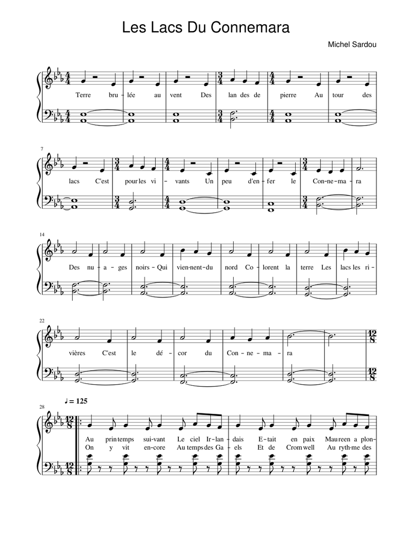 Parole De La Chanson Le Lac Du Connemara A Imprimer
