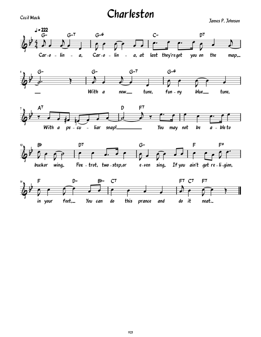 Charleston (Lead sheet with lyrics and verse ) Sheet music for Piano (Solo)  | Musescore.com