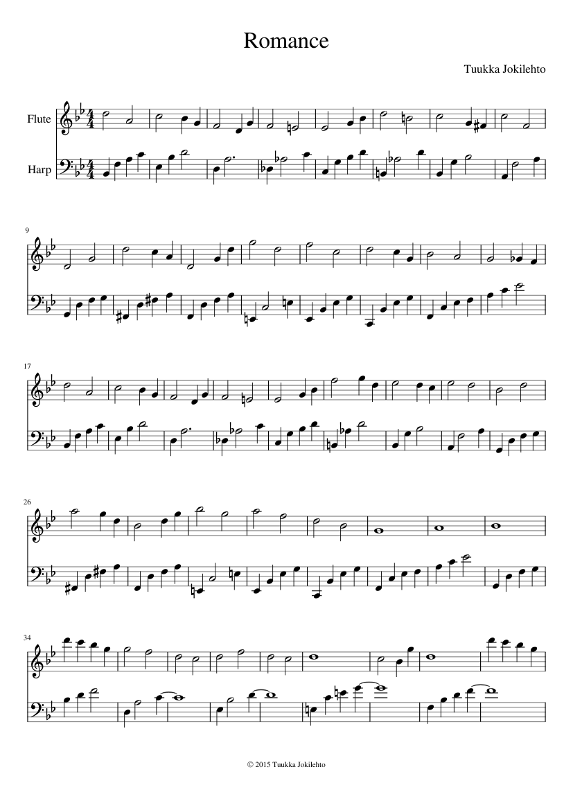 Romance (Flute and Harp) 楽譜 フルート, ハープ (混合デュオ