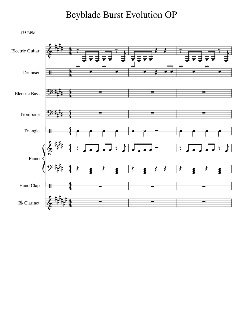 Beyblade Burst Evolution OP Sheet music for Piano, Trombone, Clarinet in  b-flat, Guitar & more instruments (Mixed Ensemble) | Musescore.com