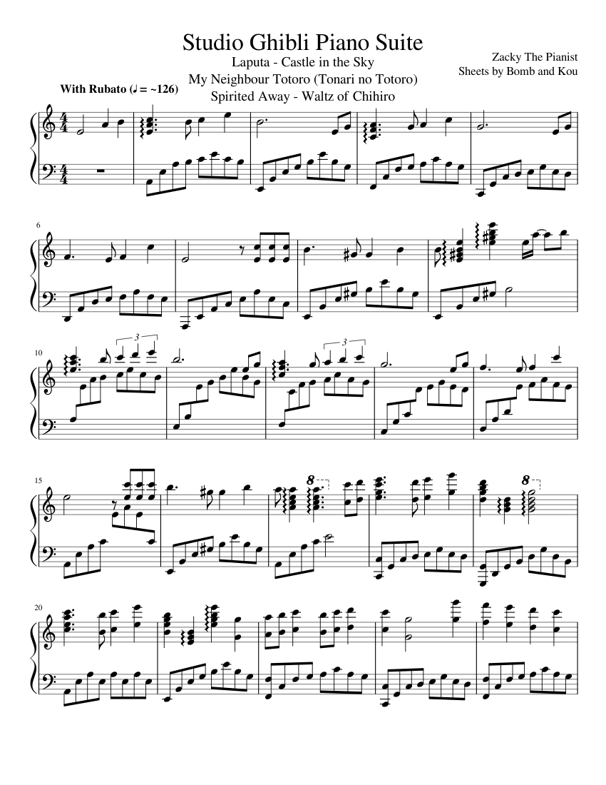 Studio Ghibli Piano Suite | Zacky the Pianist | Full Sheets Sheet music for  Piano (Solo) | Musescore.com