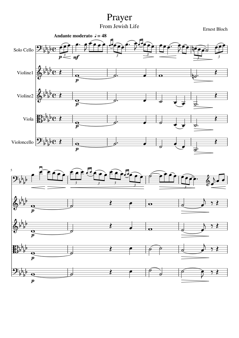 musica Score IV Ernest Bloch-String Quartet No 