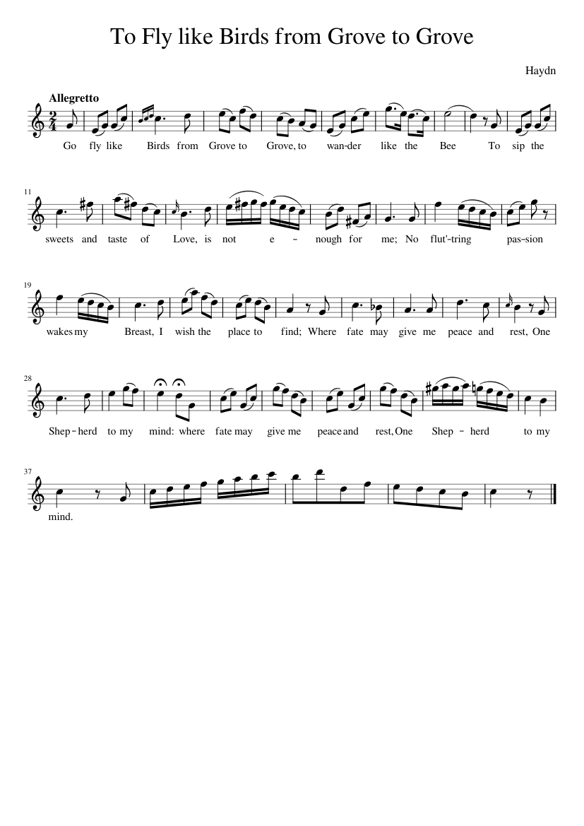 To Fly like Birds from Grove to Grove