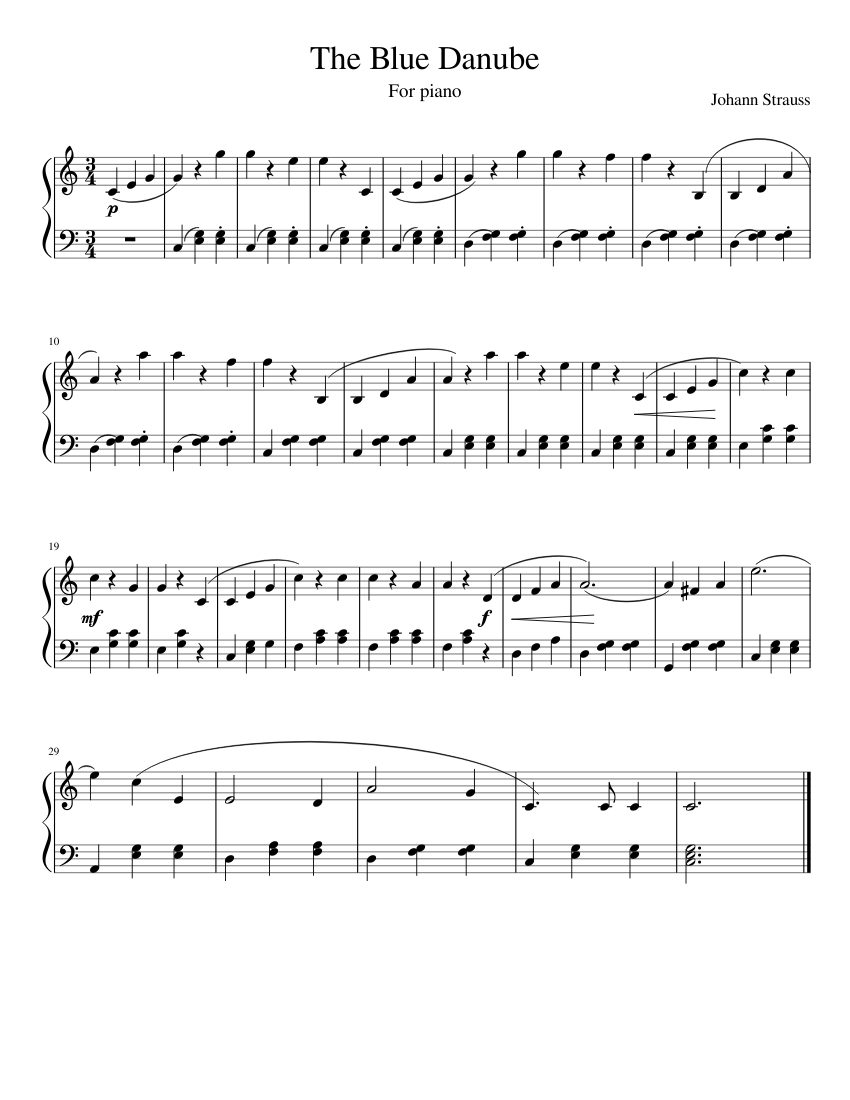 The blue danube for piano Sheet music for Piano (Solo) | Musescore.com