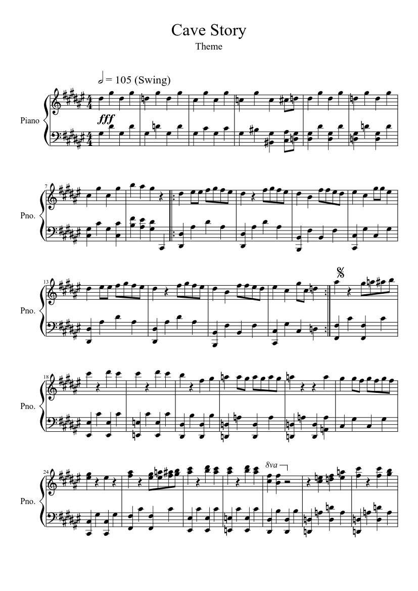 Cave Story: Main Theme Sheet music for Piano (Solo) | Musescore.com