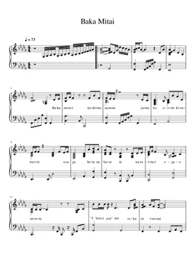Sheet Music Boss Baka Mitai Sheet Music (Piano Solo) in Bb Major -  Download & Print - SKU: MN0216346