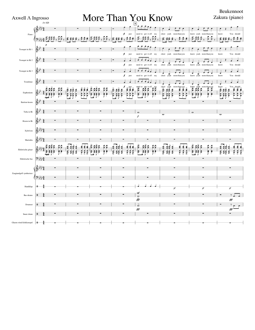 More Than You Know Axwell Ingrosso Sheet music for Piano, Trombone,  Euphonium, Tuba & more instruments (Mixed Ensemble) | Musescore.com