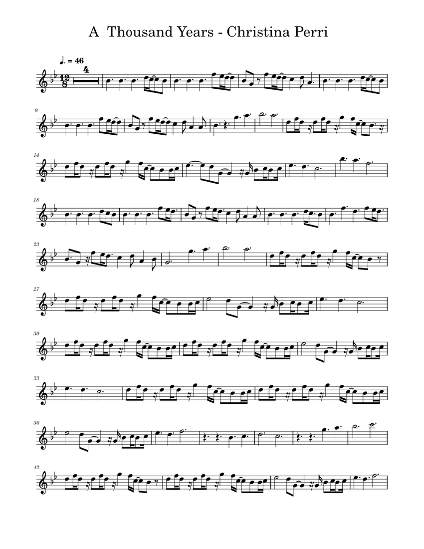 A Thousand Years - Christina Perri Sheet Music For Violin (Solo) |  Musescore.Com
