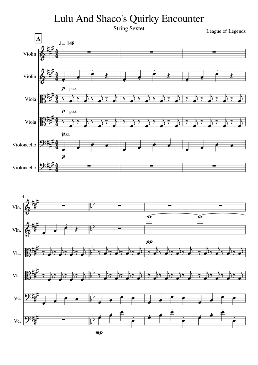 Lulu And Shaco's Quirky Encounter [Ending] | League of Legends Sheet music  for Violin, Viola, Cello (String Sextet) | Musescore.com